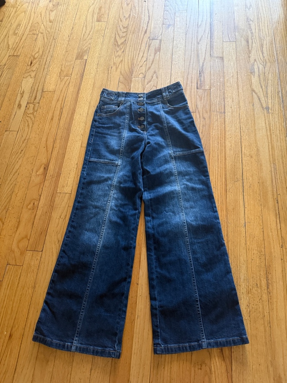 Ulla Johnson Dark Blue High-Rise Wide Leg Jeans